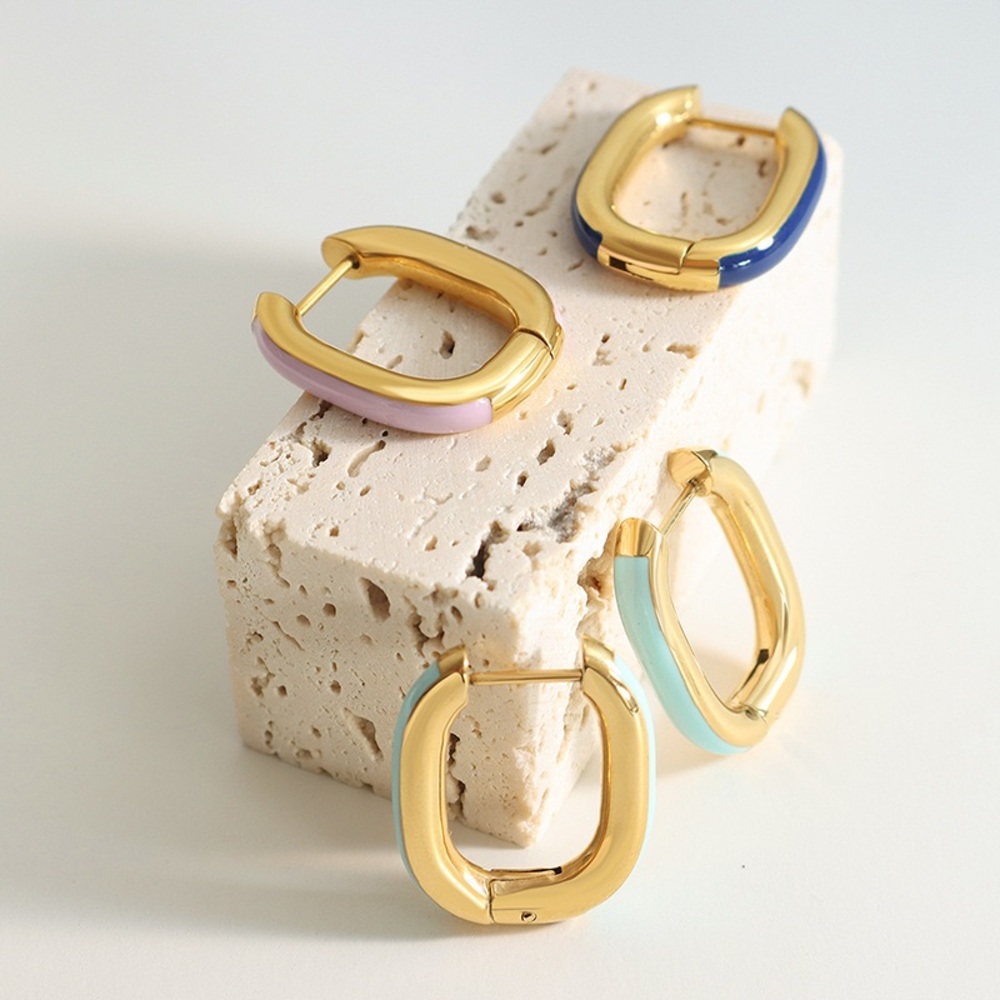 18K Gold Plated Titanium Steel Candy Enamel - U Shape Earring Clip
